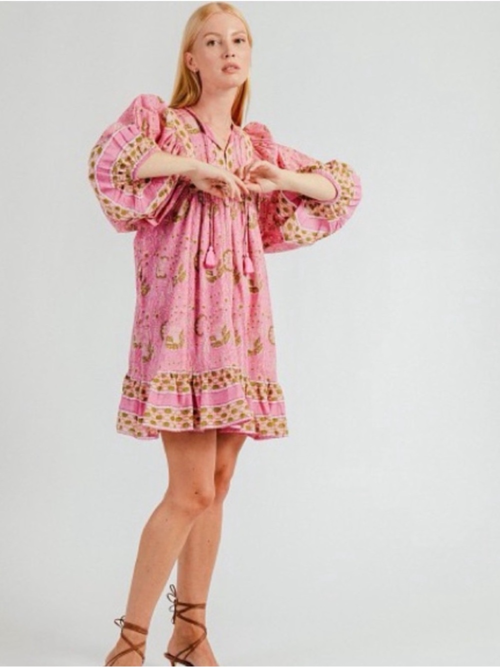 Cleobella pink floral dress Size S